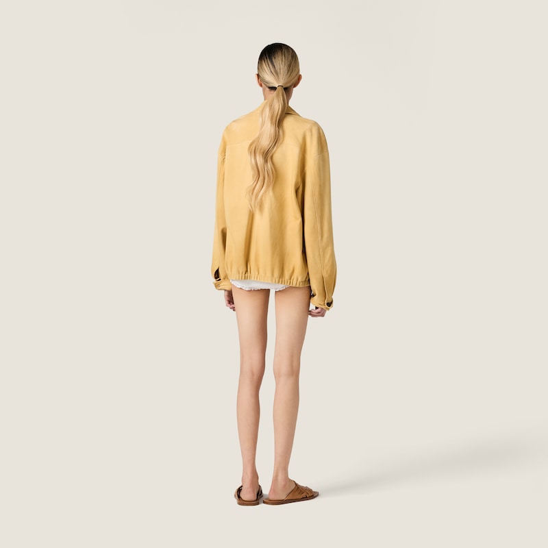 Waxed suede blouson jacket