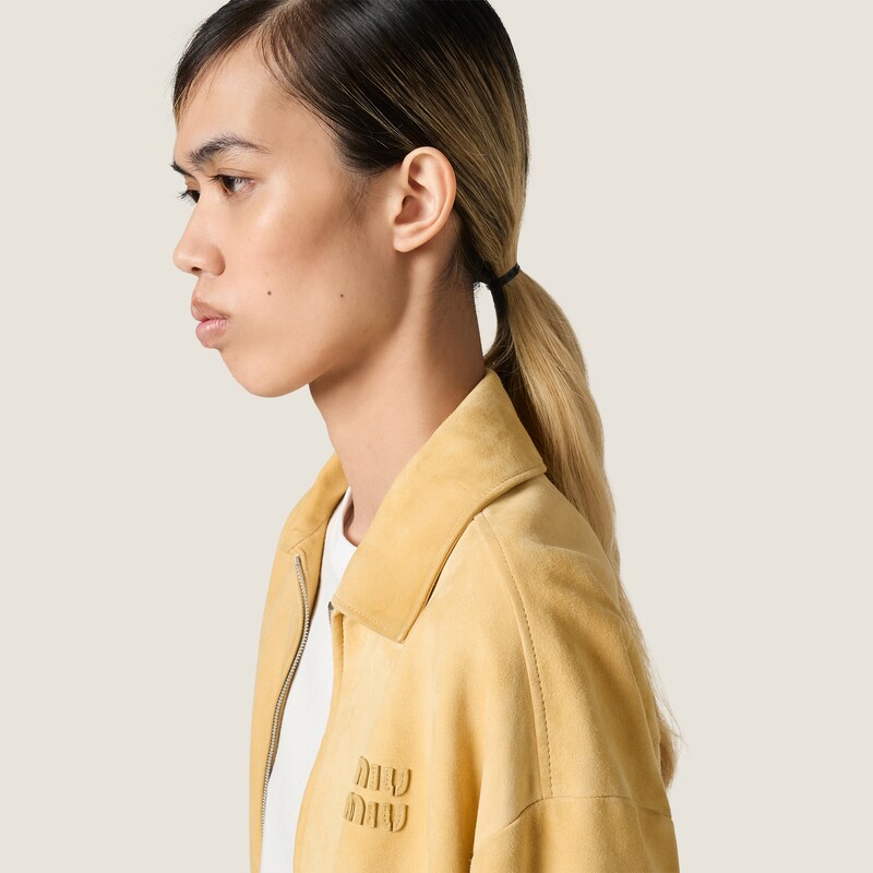 Waxed suede blouson jacket