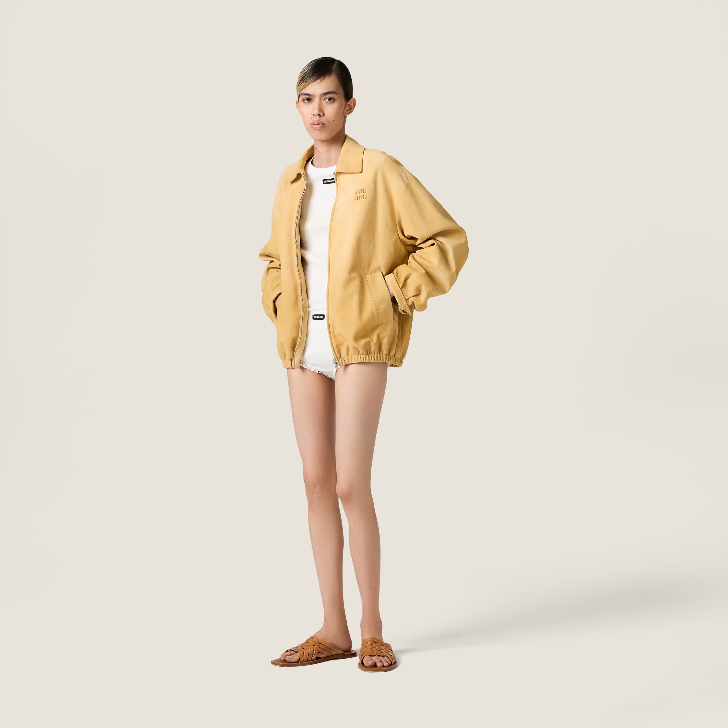 Waxed suede blouson jacket - thumbnail 2