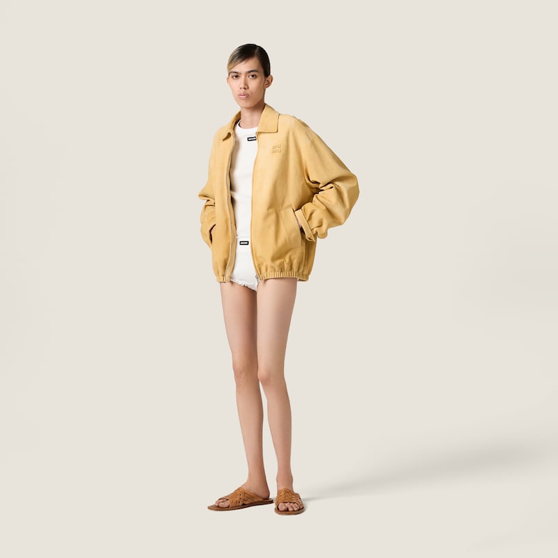 Waxed suede blouson jacket