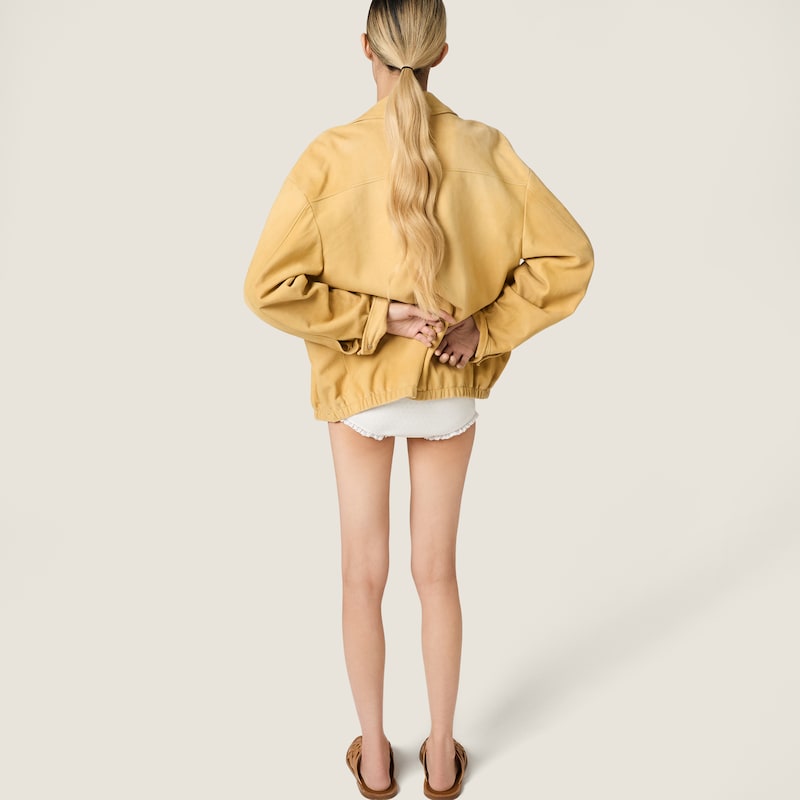 Waxed suede blouson jacket