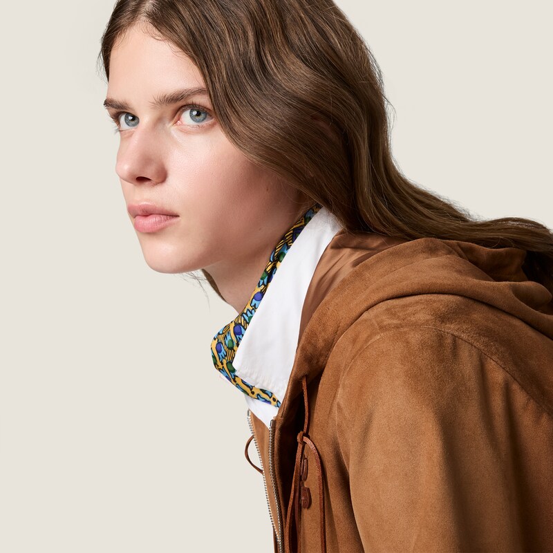 Waxed suede blouson jacket