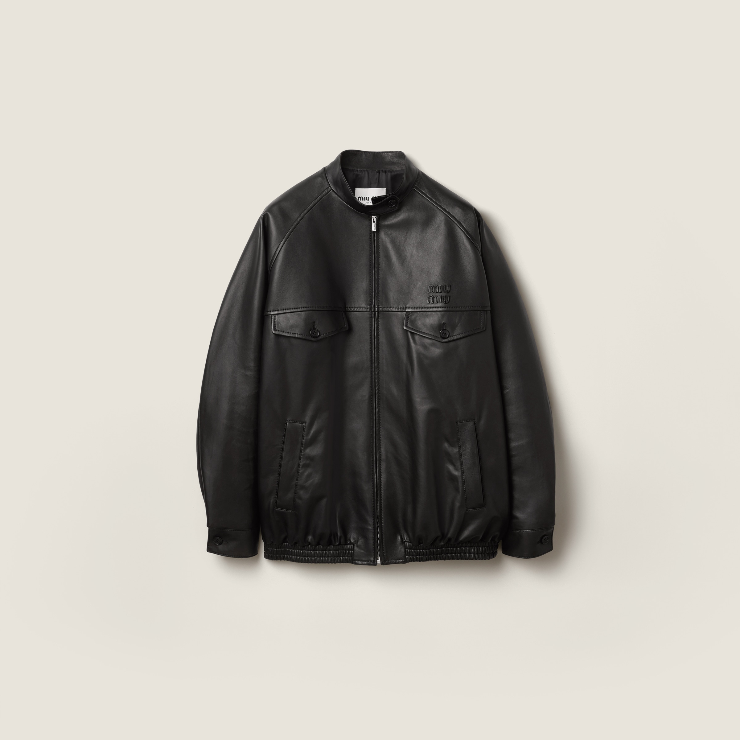 Black Nappa Leather Jacket | Miu Miu - Australia