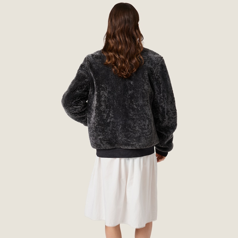 Shearling and knit blouson jacket