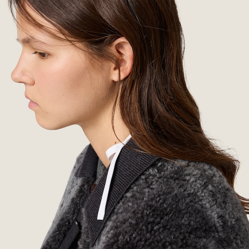 Shearling and knit blouson jacket
