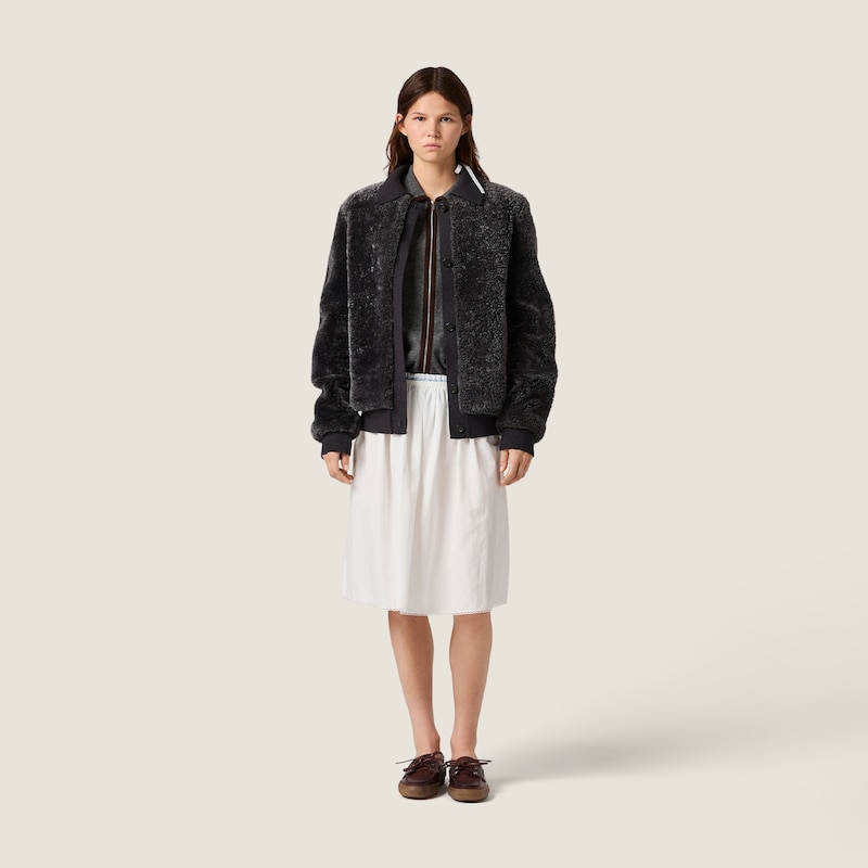 Shearling and knit blouson jacket