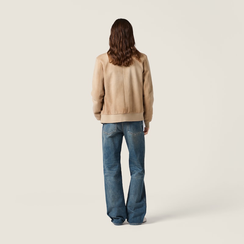 Waxed suede blouson jacket
