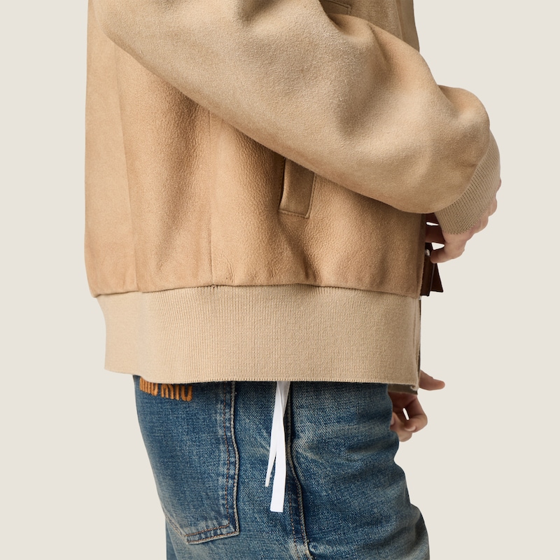 Waxed suede blouson jacket