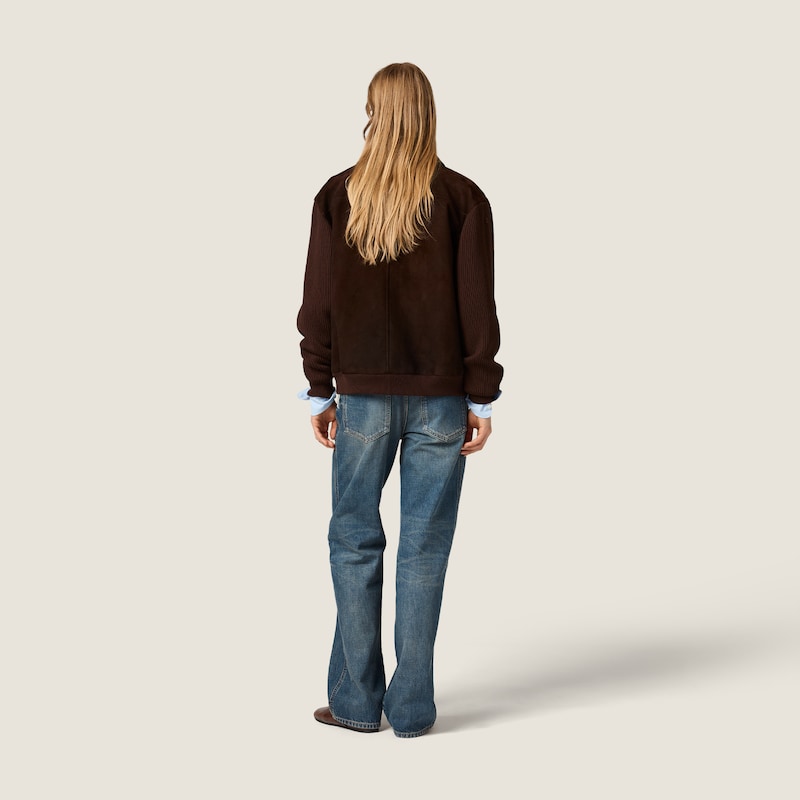 Waxed suede blouson jacket