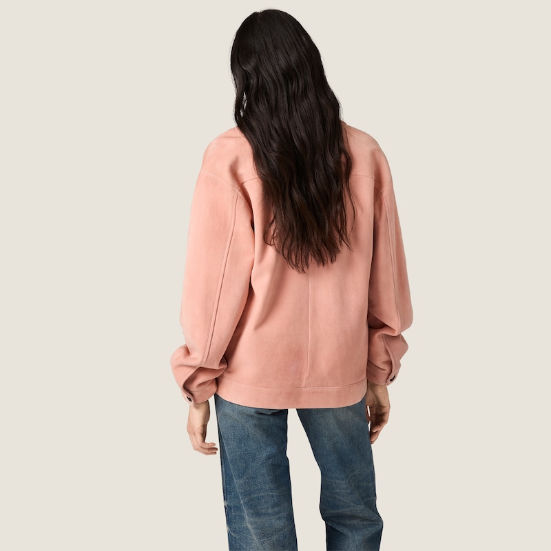 Waxed suede blouson jacket