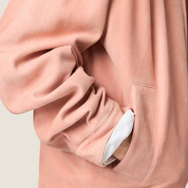 Waxed suede blouson jacket