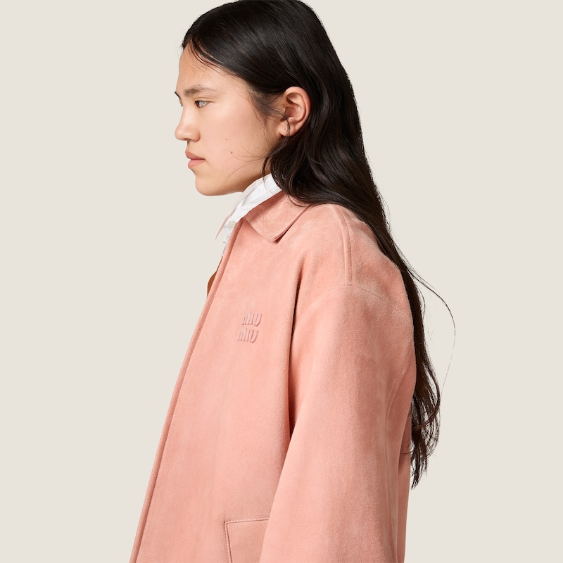 Waxed suede blouson jacket