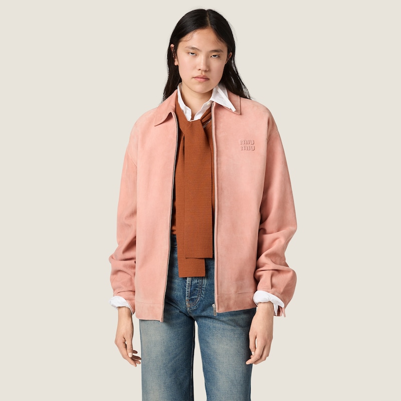 Waxed suede blouson jacket