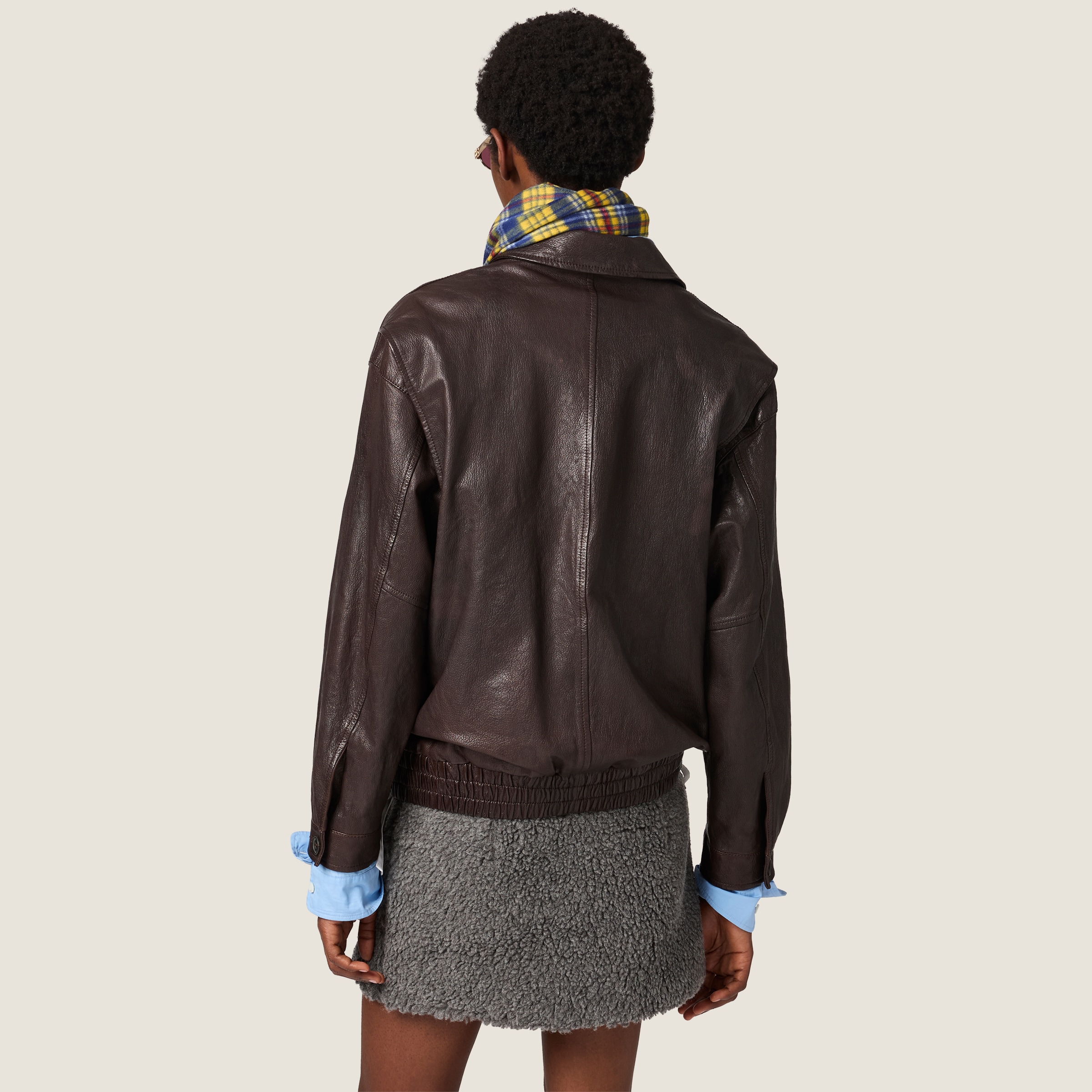 Leather blouson jacket - thumbnail 3