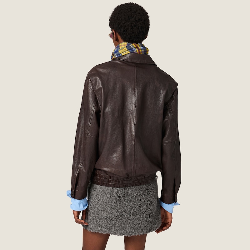 Leather blouson jacket