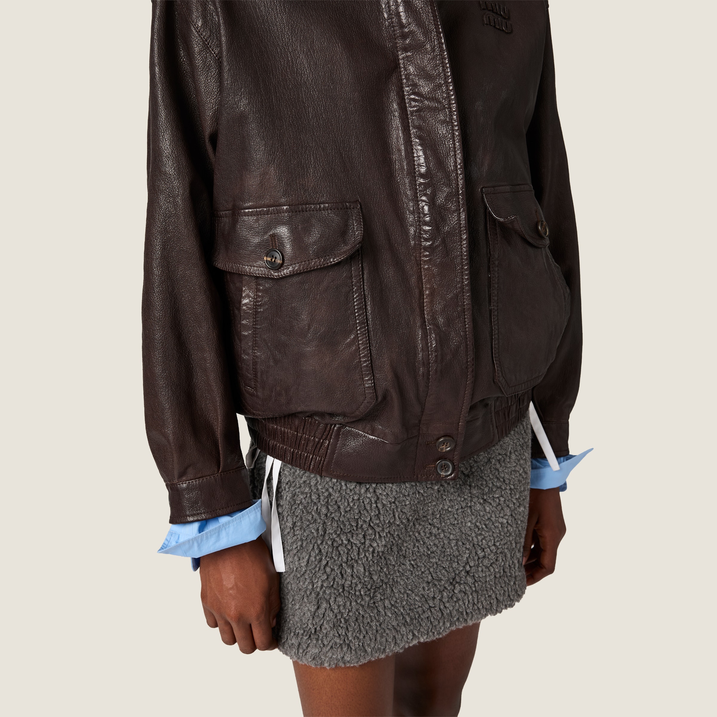 Leather blouson jacket - thumbnail 5