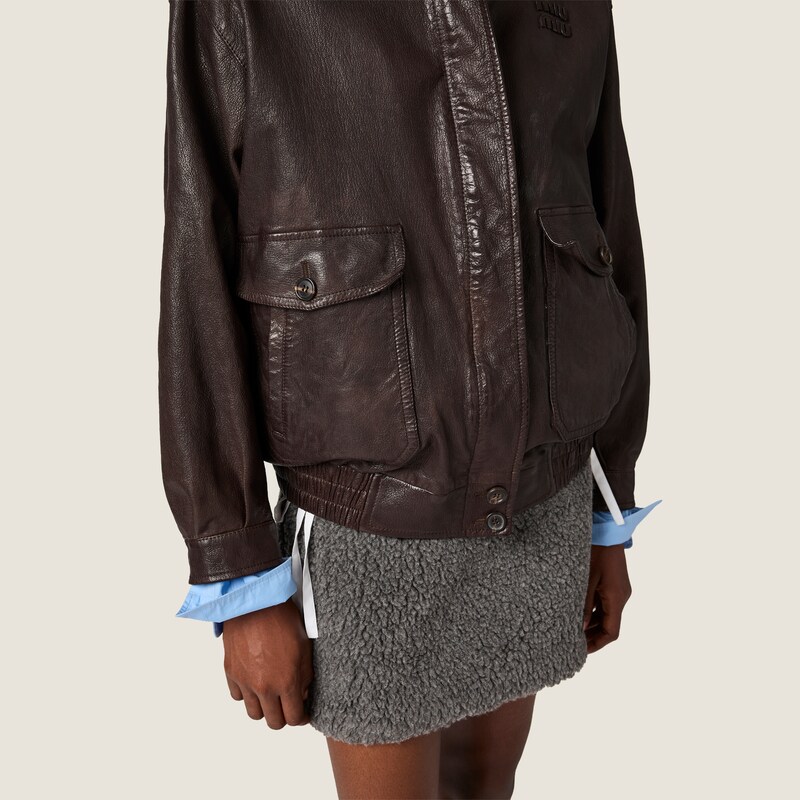 Leather blouson jacket