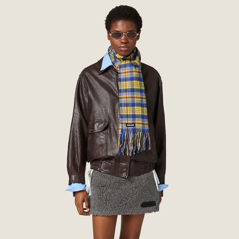 Leather blouson jacket