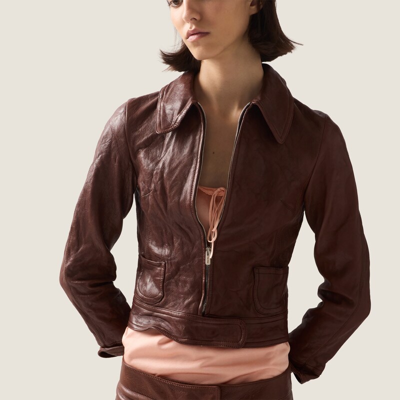 Cazadora estilo sobrecamisa de piel