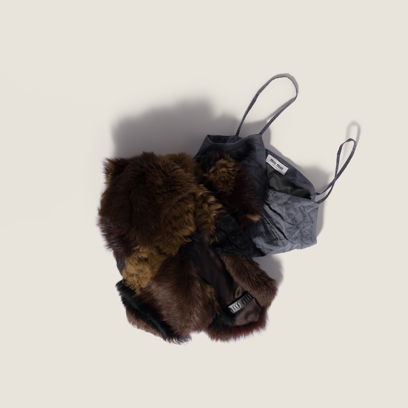 Shearling patchwork stole