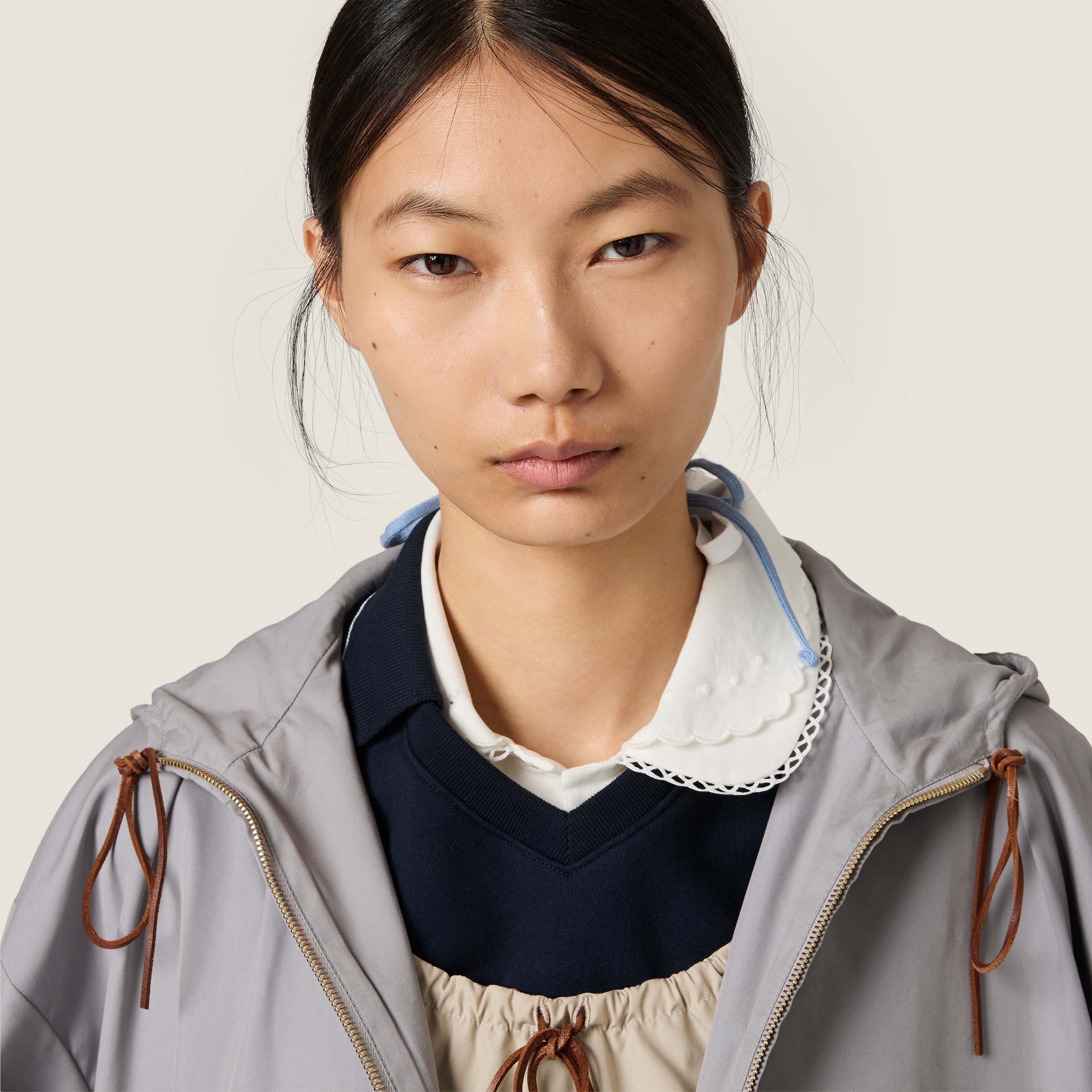 Single-breasted Panama cotton caban jacket - thumbnail 4