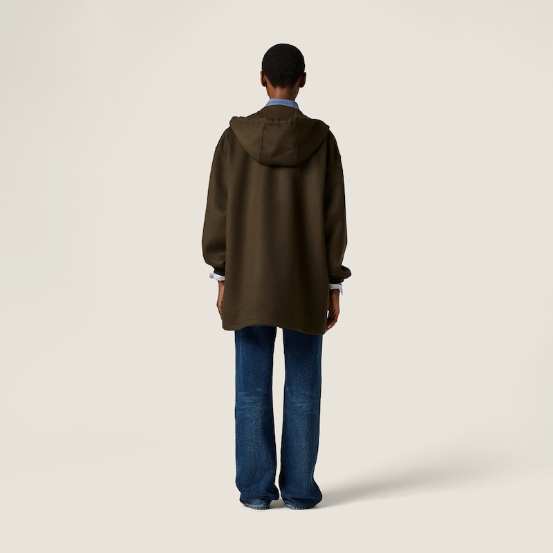 Double-weave cashmere and wool caban jacket