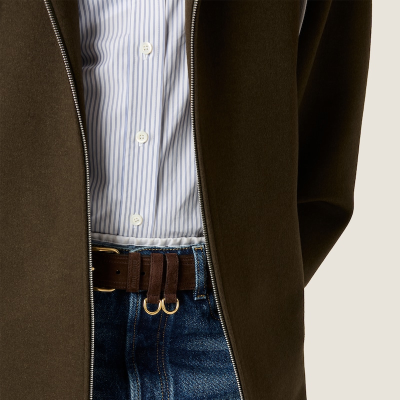 Double-weave cashmere and wool caban jacket