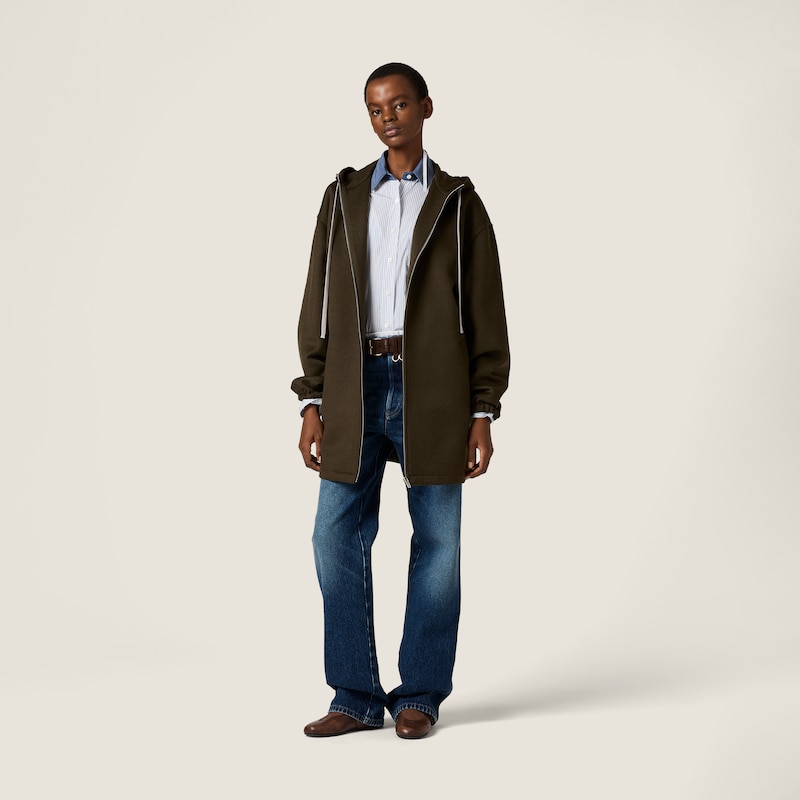 Double-weave cashmere and wool caban jacket