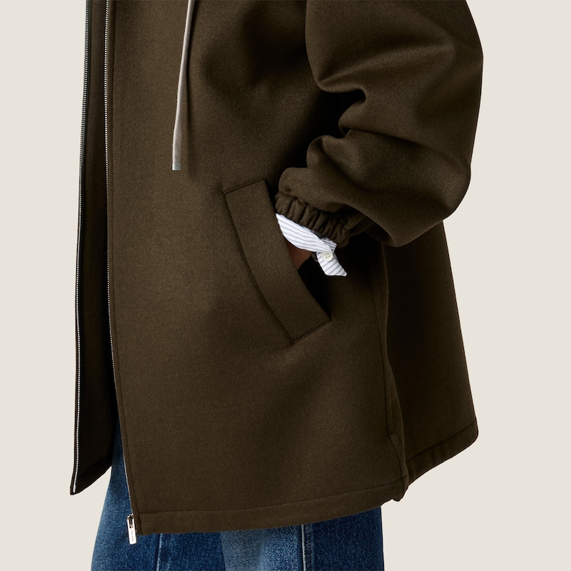 Double-weave cashmere and wool caban jacket