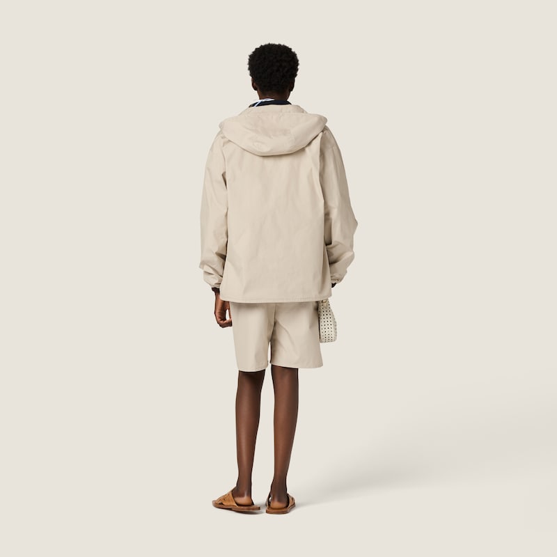 Single-breasted Panama cotton caban jacket
