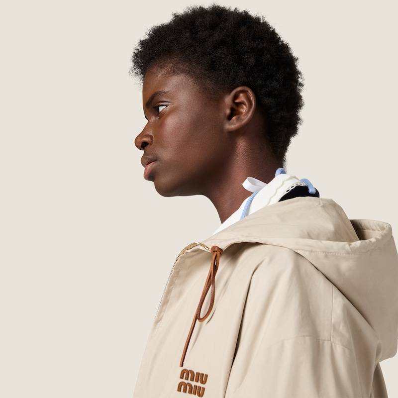 Single-breasted Panama cotton caban jacket