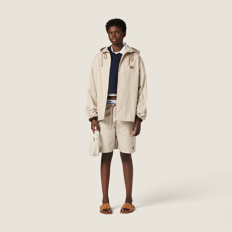 Single-breasted Panama cotton caban jacket