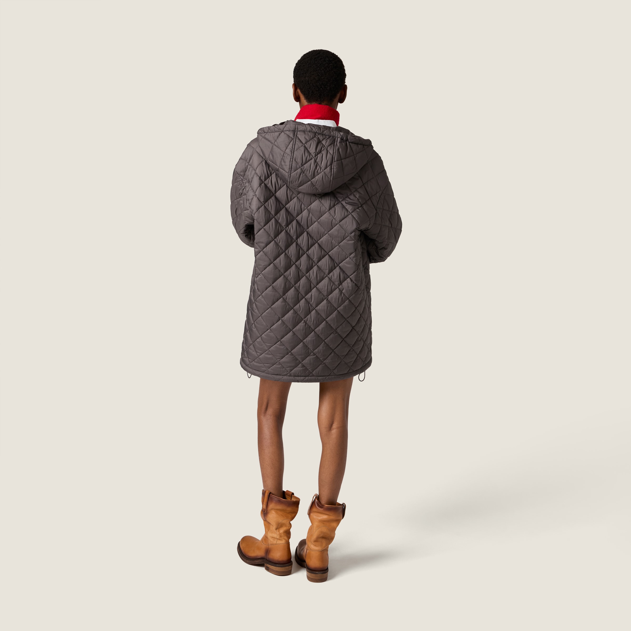 Technical pongé down jacket - thumbnail 3