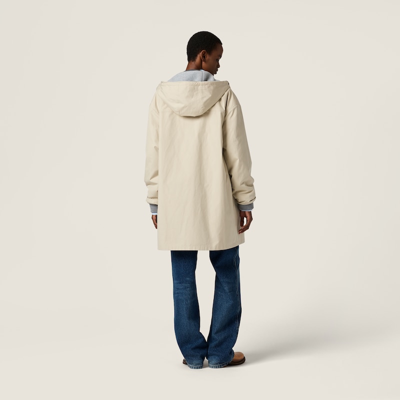 Single-breasted Panama cotton and fleece caban jacket