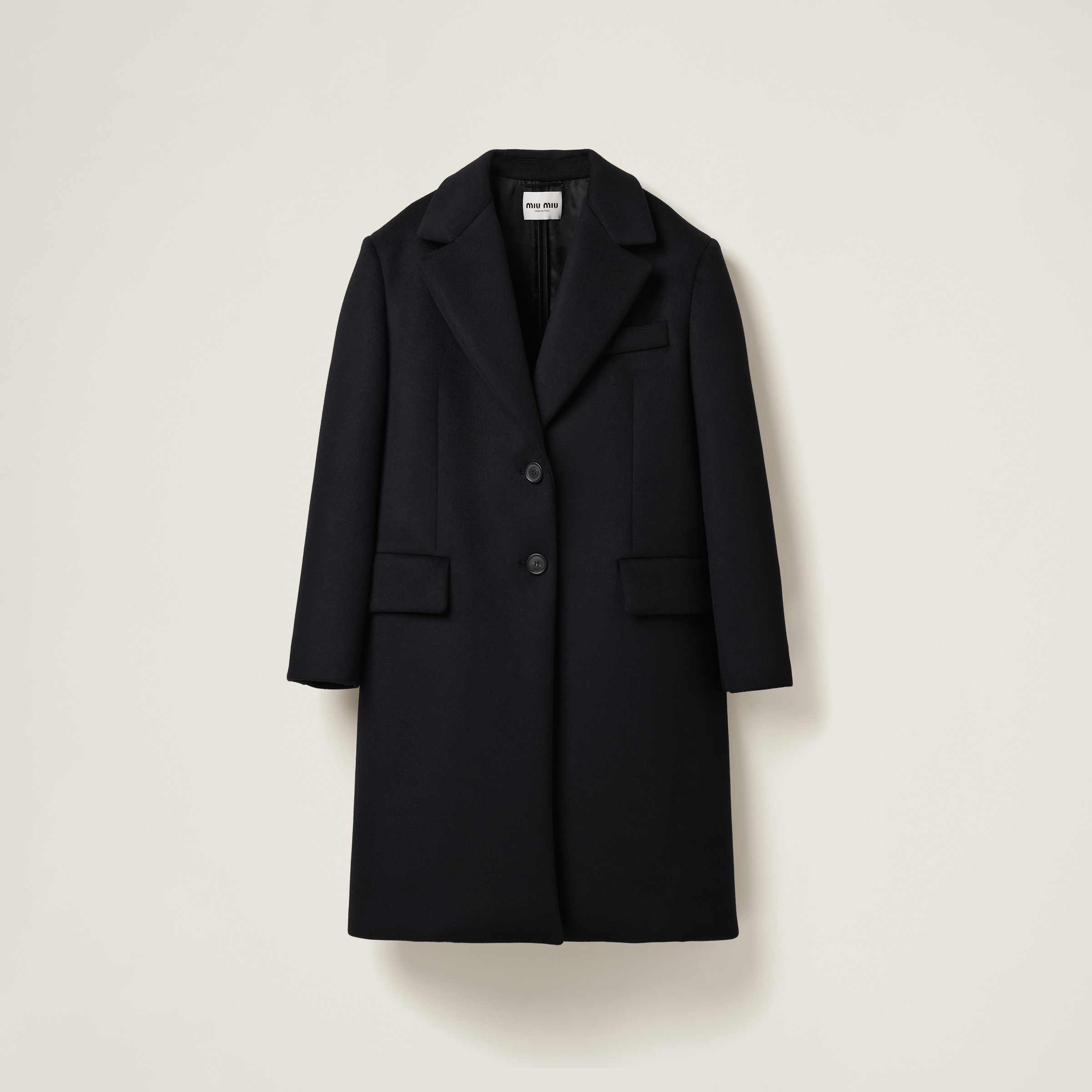 Miumiu Single-breasted Velour Coat In Black