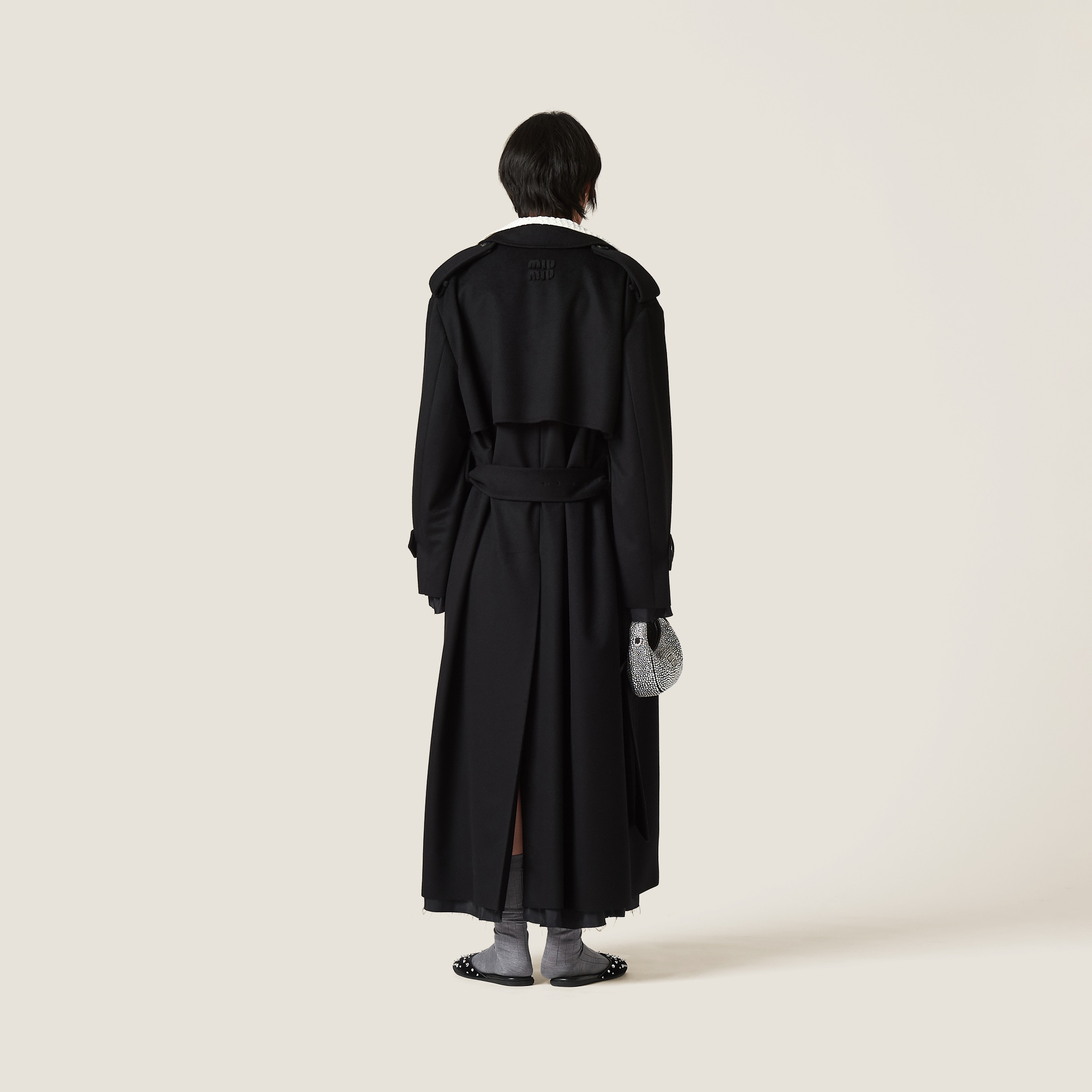 ブラック ダブルブレスト ベロア コート | Miu Miu ブラック ダブルブレスト ベロア コート | Miu Miu