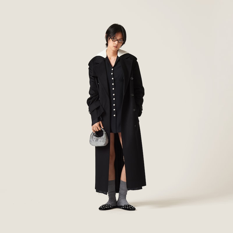 더블브레스트 벨루어 코트