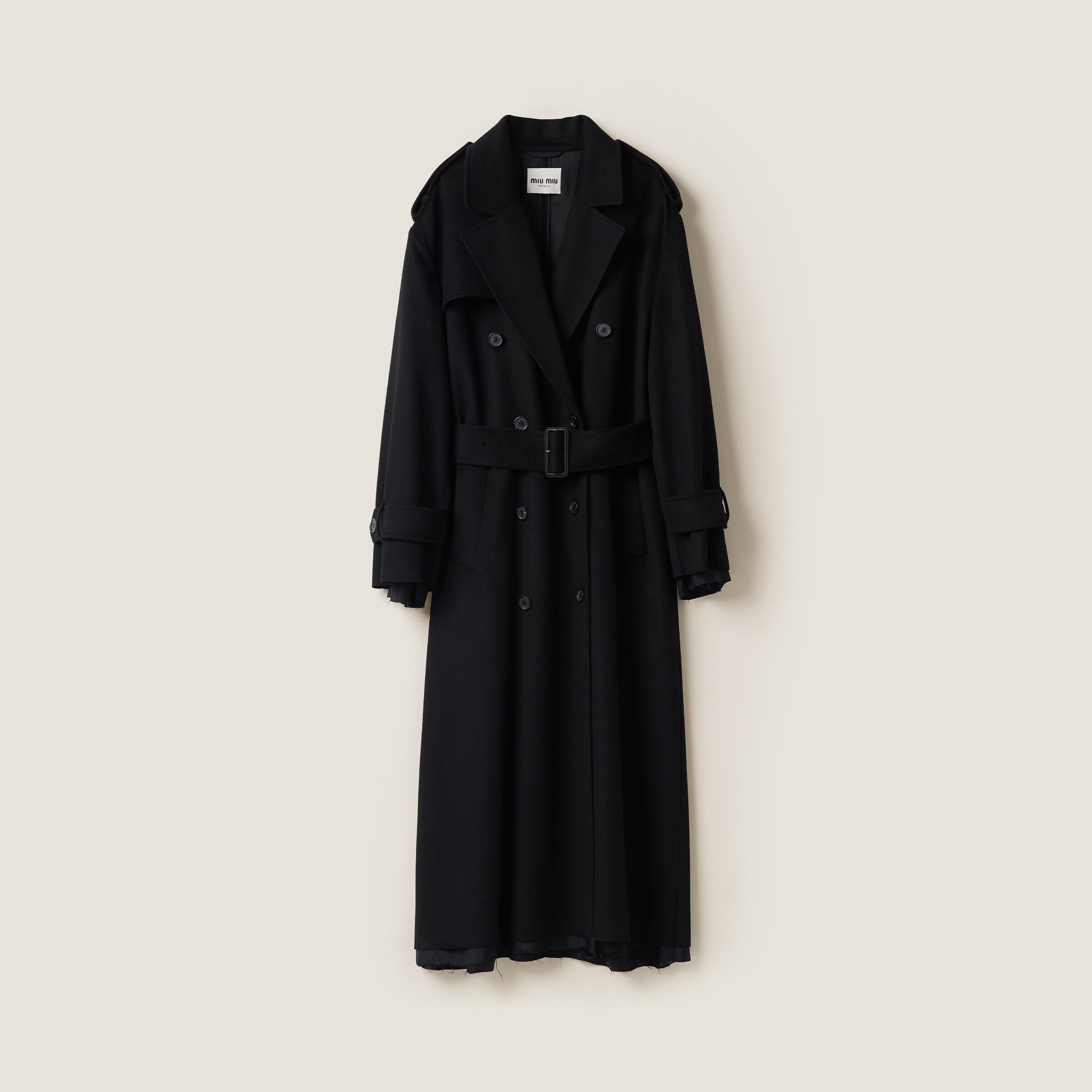 Miu Miu Double-breasted Velour Coat In Black