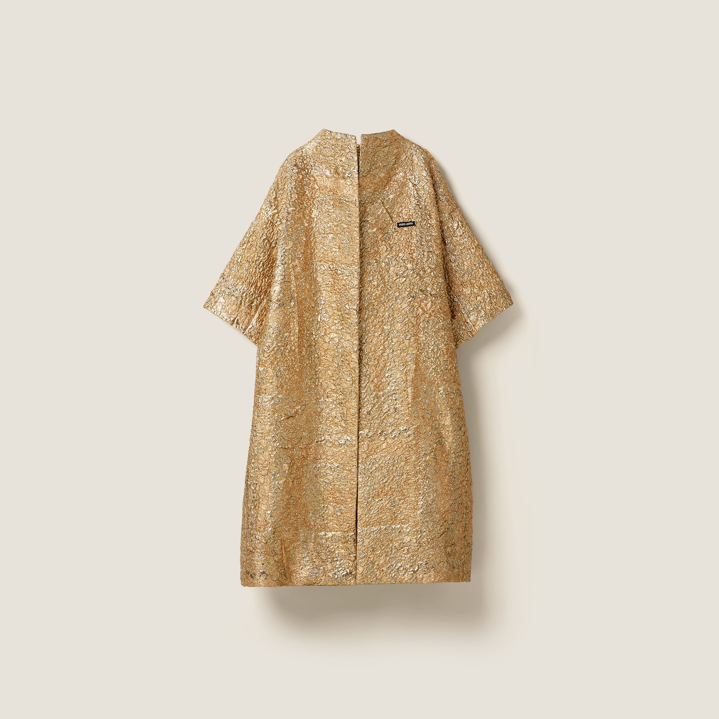 Miu Miu Single-breasted Lamé Cloquet Jacquard Cape In Gold