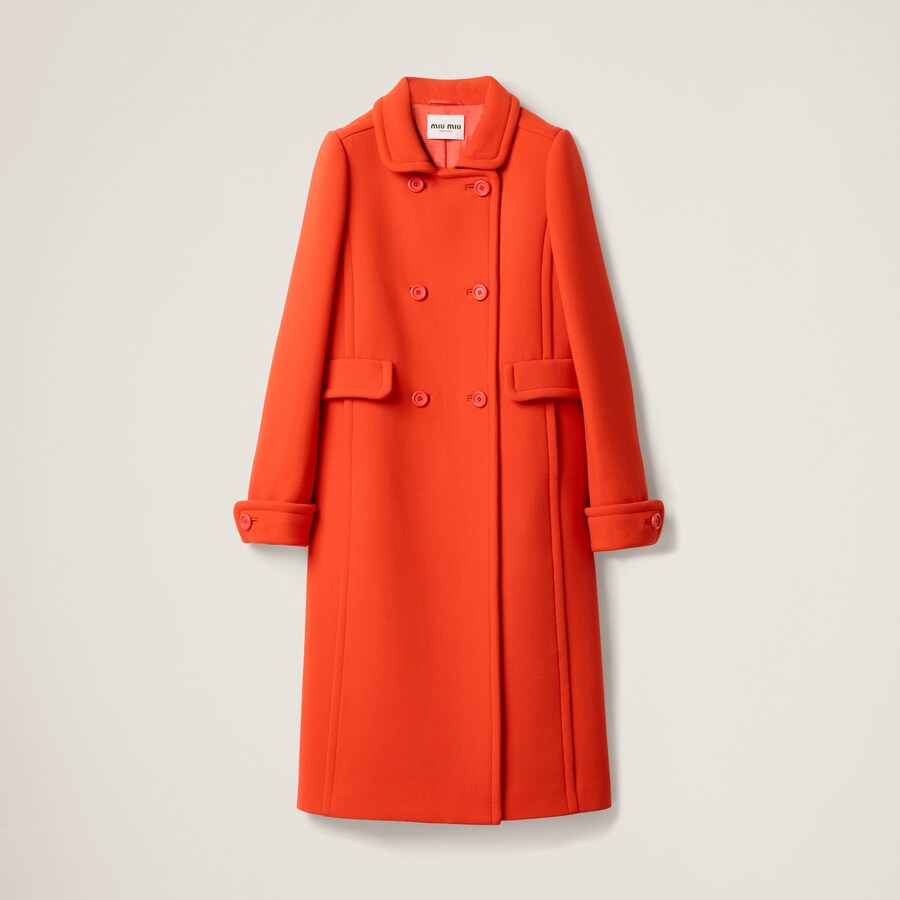 Lacquer Red Natte Toile Double breasted Coat Miu Miu
