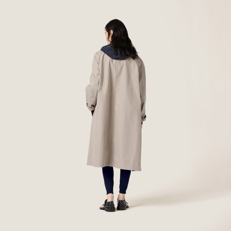 Manteau droit réversible en coton Panama et pongé technique