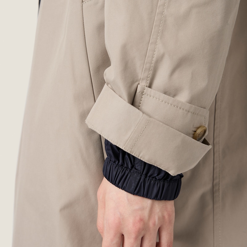 Manteau droit réversible en coton Panama et pongé technique