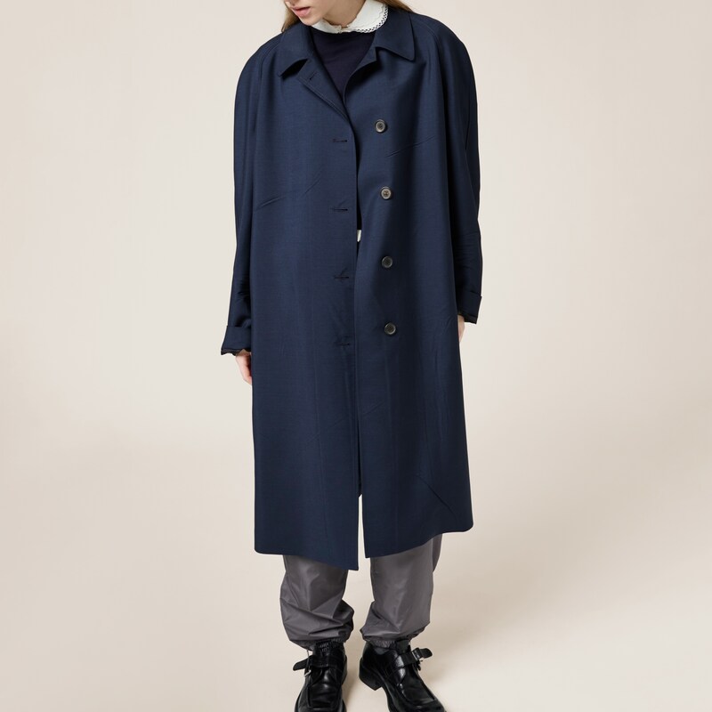 Single-breasted kid mohair coat