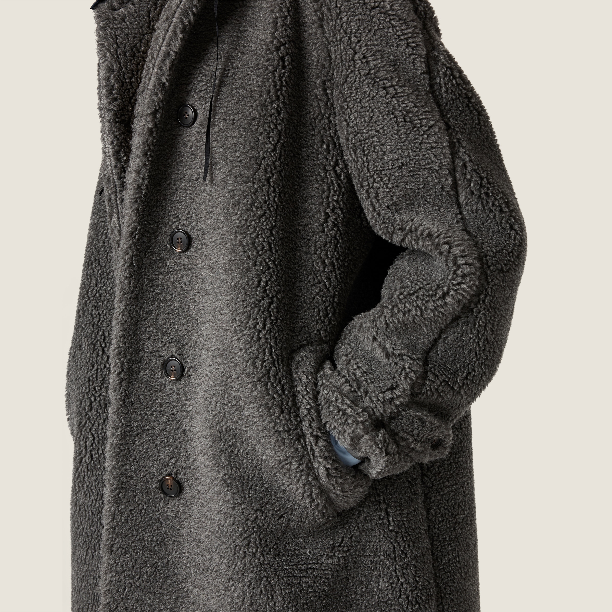Single-breasted fleece coat - thumbnail 6