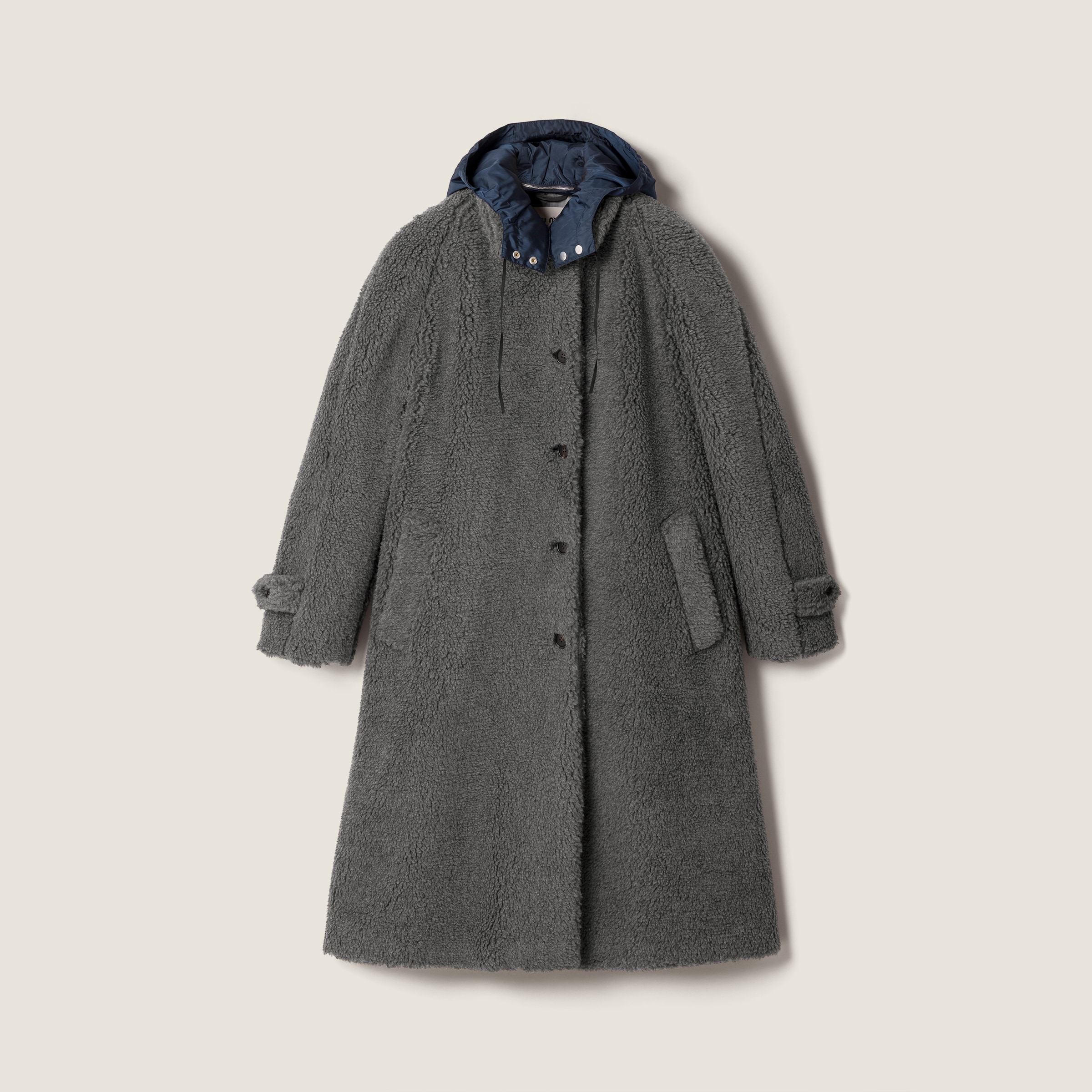 Single-breasted fleece coat
