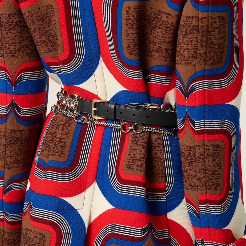 Double-breasted printed natté coat