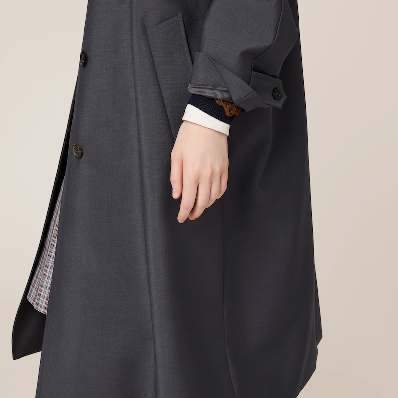 Single-breasted kid mohair and technical pongé coat