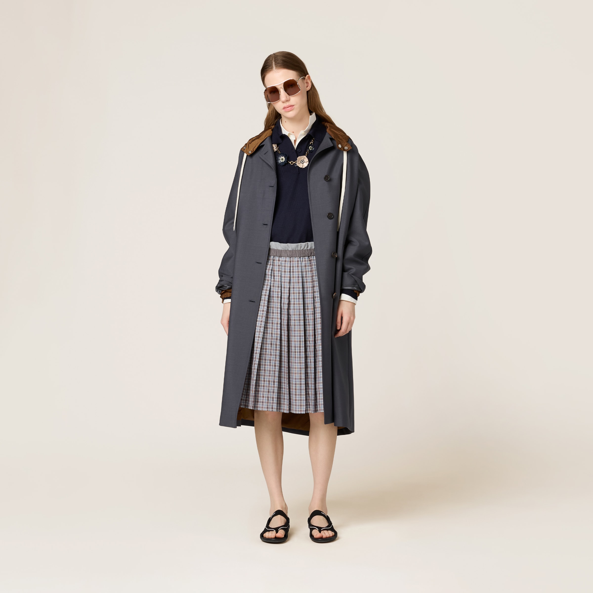 Miu Miu Single-breasted Kid Mohair And Technical Pongé Coat