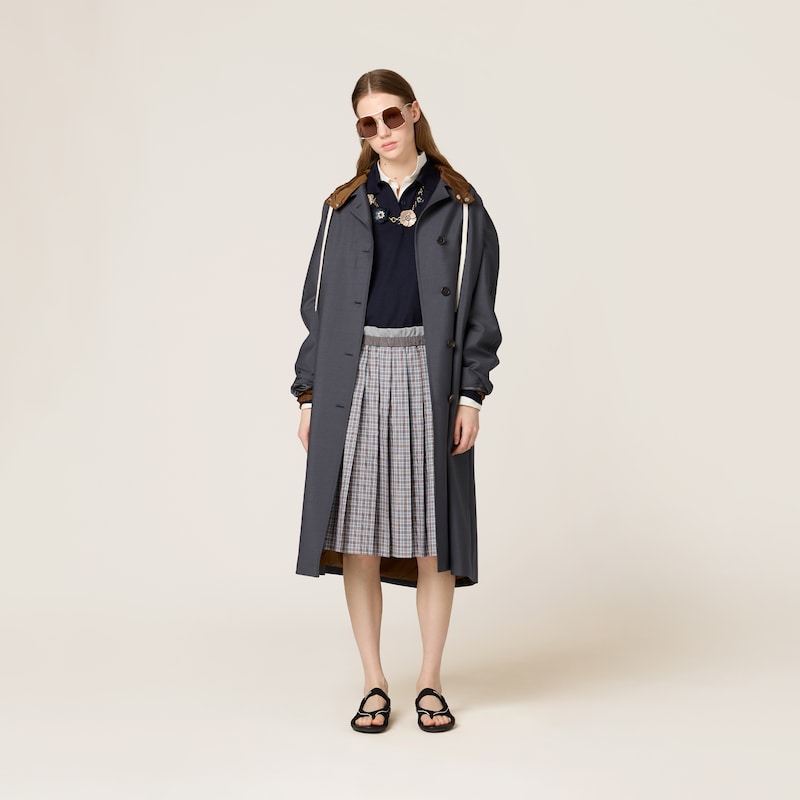 Single-breasted kid mohair and technical pongé coat