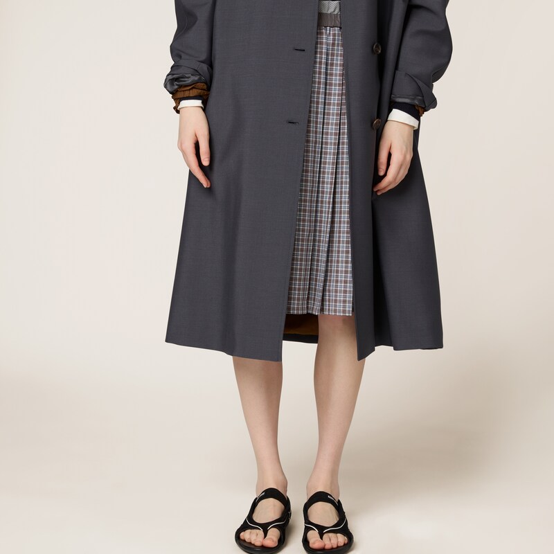 Single-breasted kid mohair and technical pongé coat